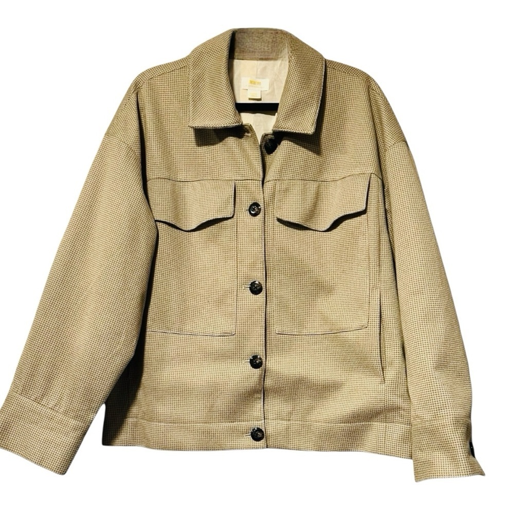 Maeve from Anthropologie Neutral Motif Knit Trucker Jacket Size L